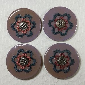 Refrigerator Magnets set of 4 handmade in Dusty Lavender/Teal/Rose